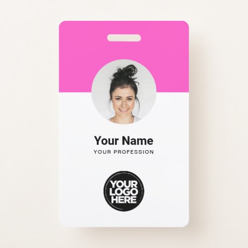 Custom Employee Modern ID Card Pink QR Badge