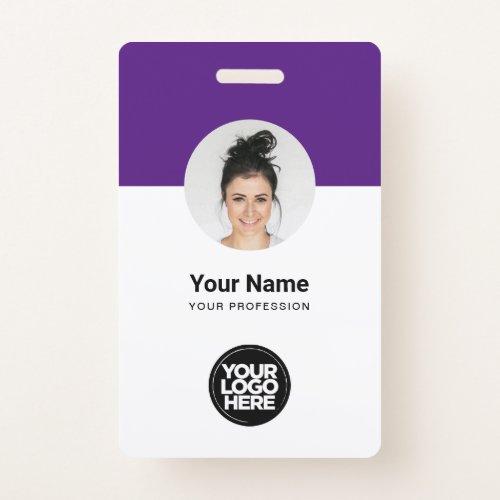 Custom Employee Modern ID Card Purple QR Badge