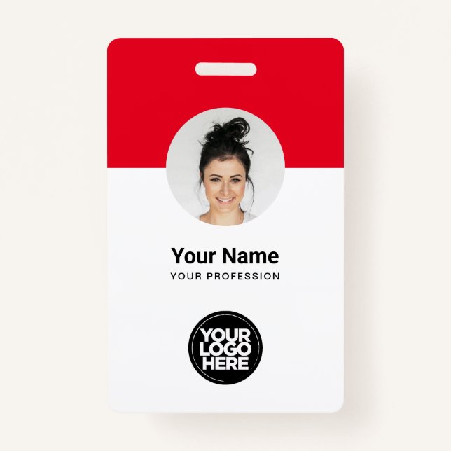 Custom Employee Modern ID Card Red QR Badge (Front)