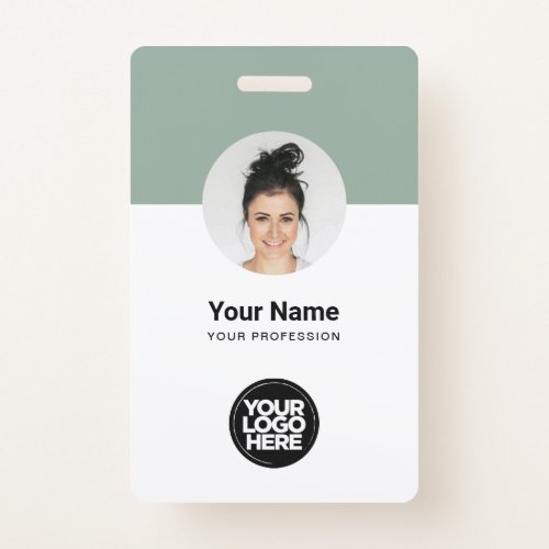 Custom Employee Modern ID Card Sage Green QR Badge