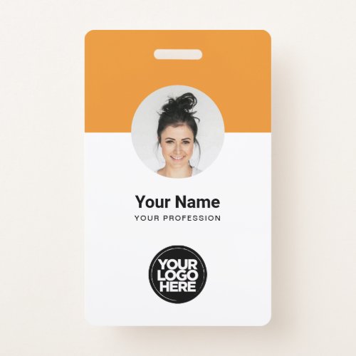 Custom Employee Modern ID Card Tangerine QR Badge