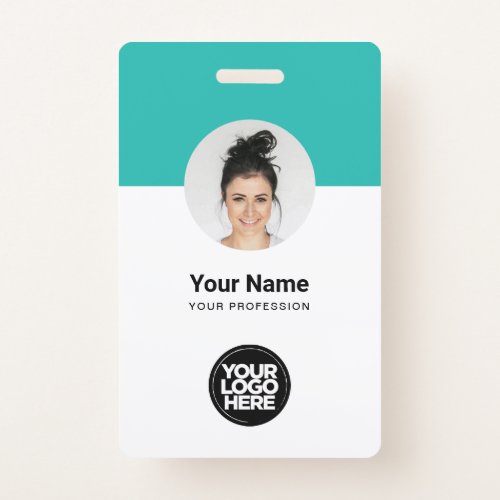 Custom Employee Modern ID Card Turquoise QR Badge