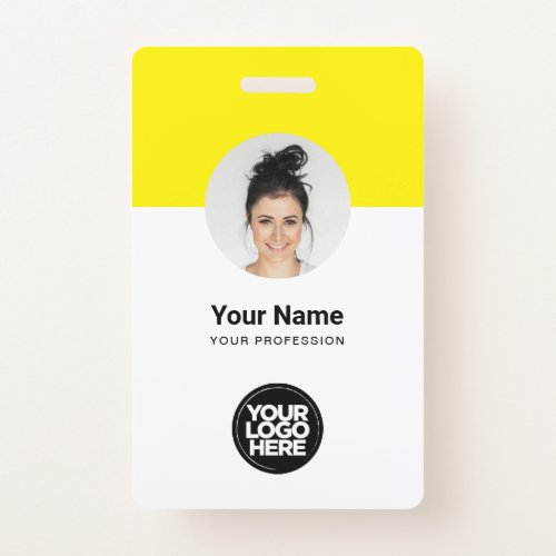 Custom Employee Modern ID Card Yellow QR Badge