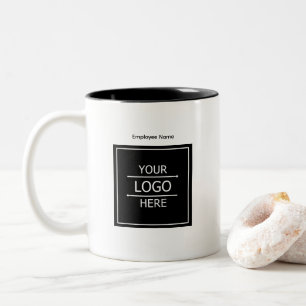 Custom Employee Name and Business Logo Branded Two-Tone Coffee Mug