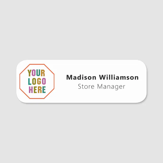 Custom Employee Name Badge | Logo, Magnetic or Pin | Zazzle