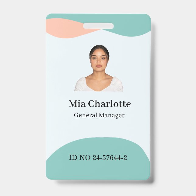 Custom Employee Name Badge,Photo, Logo, Bar Code, Badge (Front)