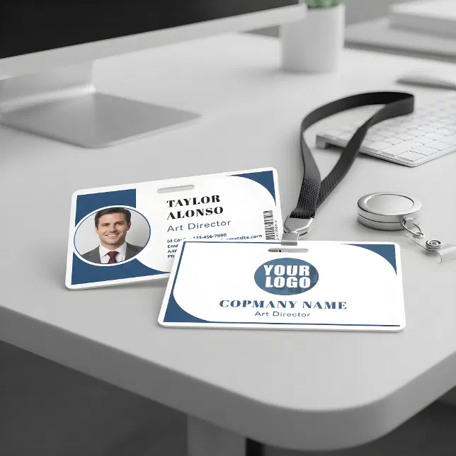 Custom Employee Name Badge with Logo and Job Title | Zazzle