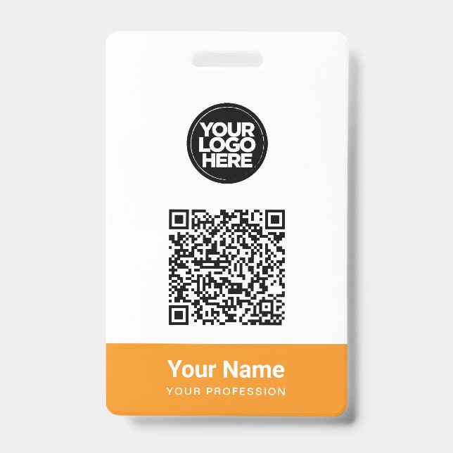 Custom Employee Name Business Logo Qr Code Badge (Front)