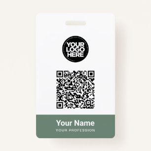 Custom Employee Name Business Logo Qr Code Badge