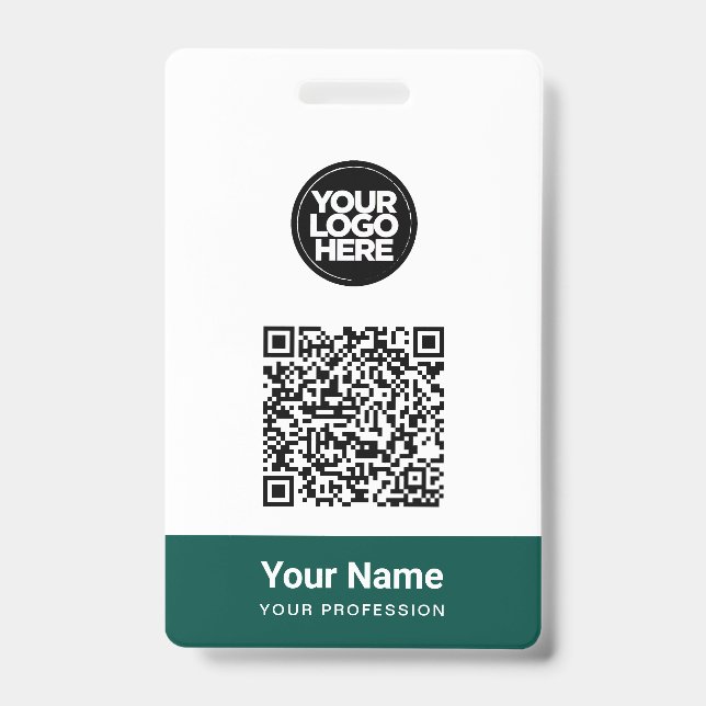 Custom Employee Name Business Logo Qr Code Badge (Front)