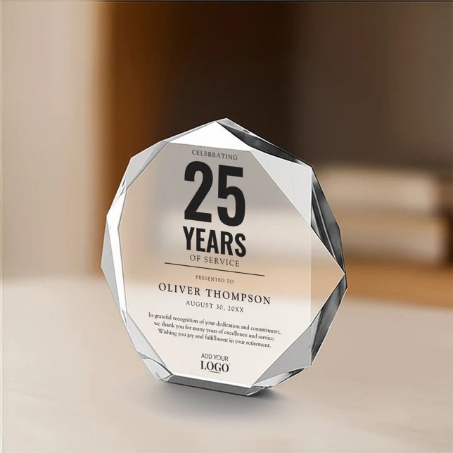 Custom Employee Name Company Logo Retirement Acrylic Award (Creator Uploaded)
