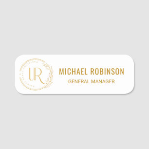 Custom Employee Name Gold Script Logo Magnetic Name Tag