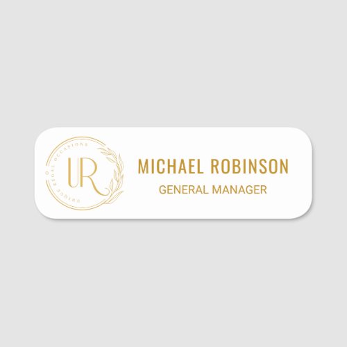 Custom Employee Name Gold Script Logo Magnetic  Name Tag