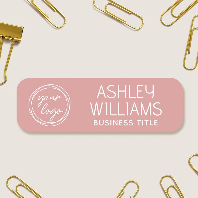 Custom Employee Name Logo Business Modern Pink Tag (Creator Uploaded)