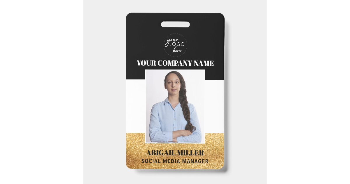 Custom Employee Name Logo Photo ID Badge | Zazzle