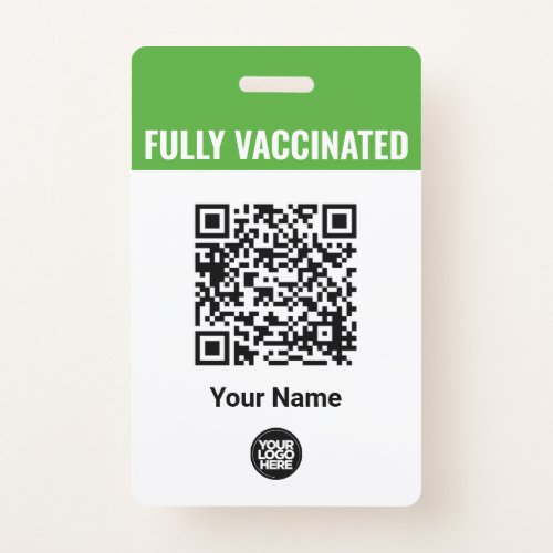Custom Employee Name Logo Vaccination QrCode Badge