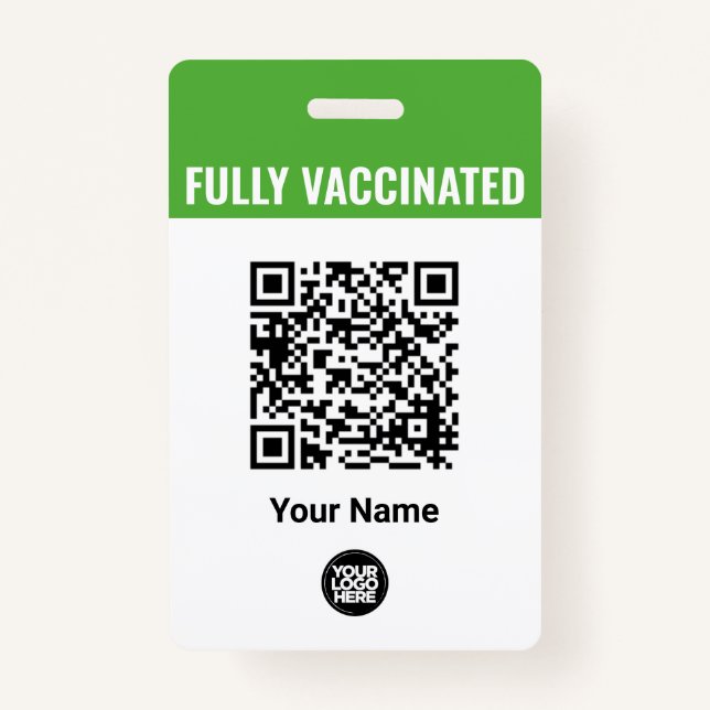Custom Employee Name Logo Vaccination QrCode Badge (Front)