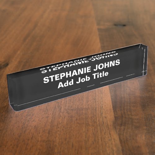 Custom Employee Name Minimalist Black White Simple Desk Name Plate