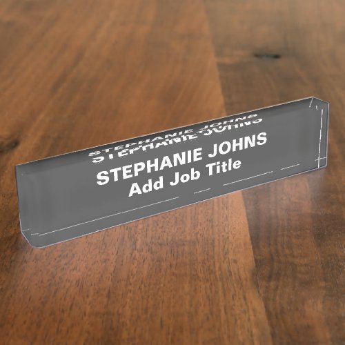 Custom Employee Name Minimalist Gray Grey White Desk Name Plate
