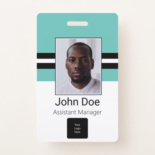 Custom Employee Name Photo Bar Code Logo Badge