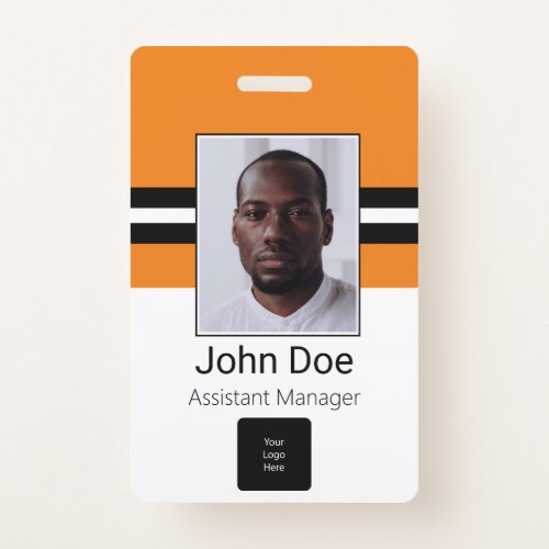 Custom Employee Name Photo Bar Code Logo Badge