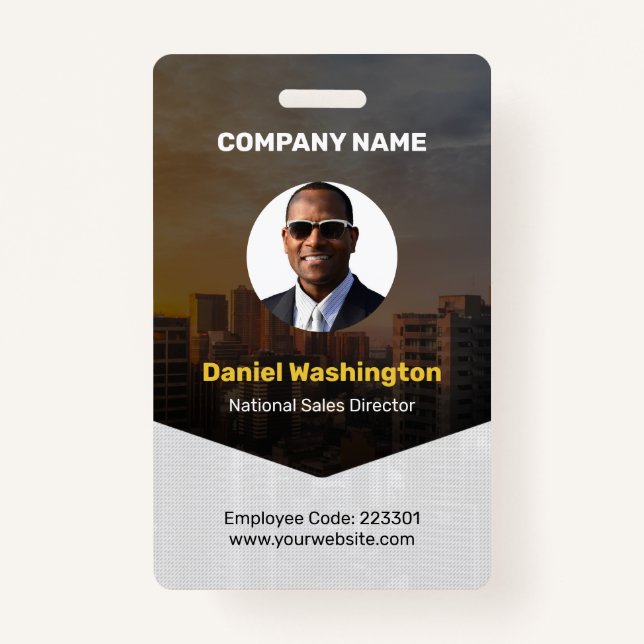 Custom Employee Name, Photo, Bar Code, Logo Badge (Front)
