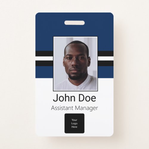 Custom Employee Name Photo Bar Code Logo Badge