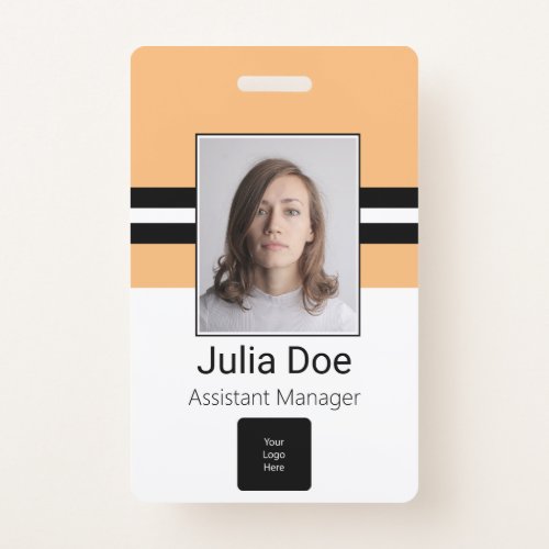 Custom Employee Name Photo Bar Code Logo Badge