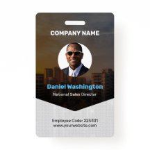 Custom Employee Name, Photo, Bar Code, Logo Badge
