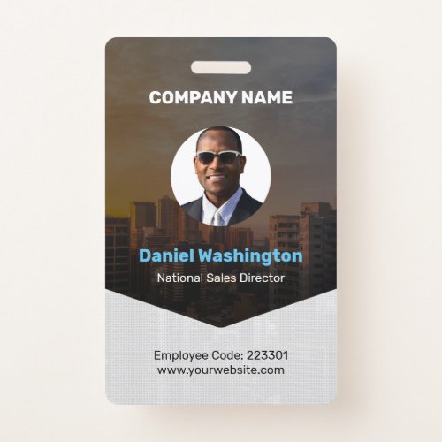 Custom Employee Name Photo Bar Code Logo Badge