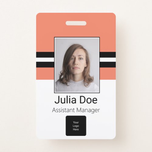 Custom Employee Name Photo Bar Code Logo Badge