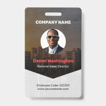 Custom Employee Name, Photo, Bar Code, Logo Badge