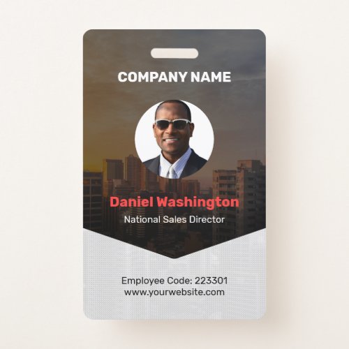 Custom Employee Name Photo Bar Code Logo Badge