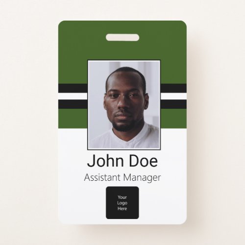 Custom Employee Name Photo Bar Code Logo Badge