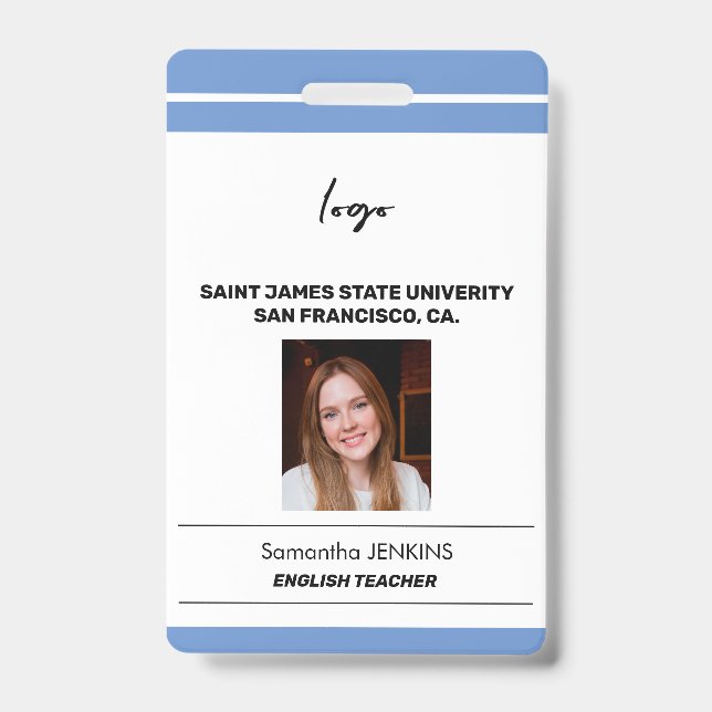 Custom employee name photo bare code template badge (Front)