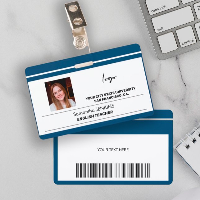 Custom employee name photo logo text bare code badge (Creator Uploaded)