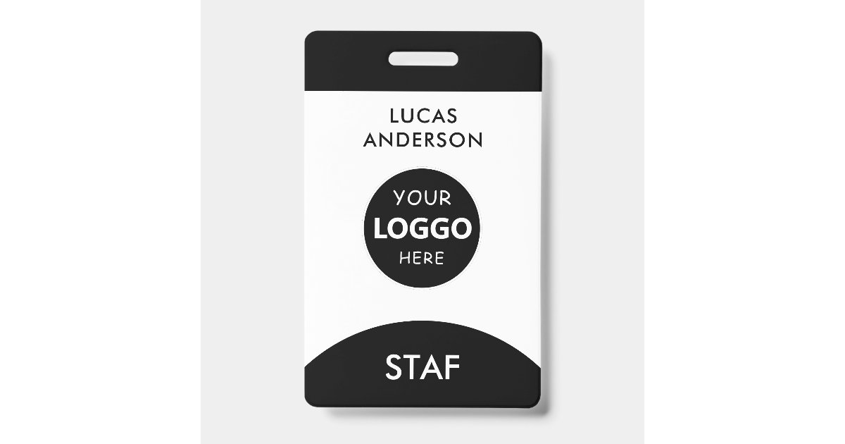 Custom Employee Name Tag Business Logo Staff Badge | Zazzle