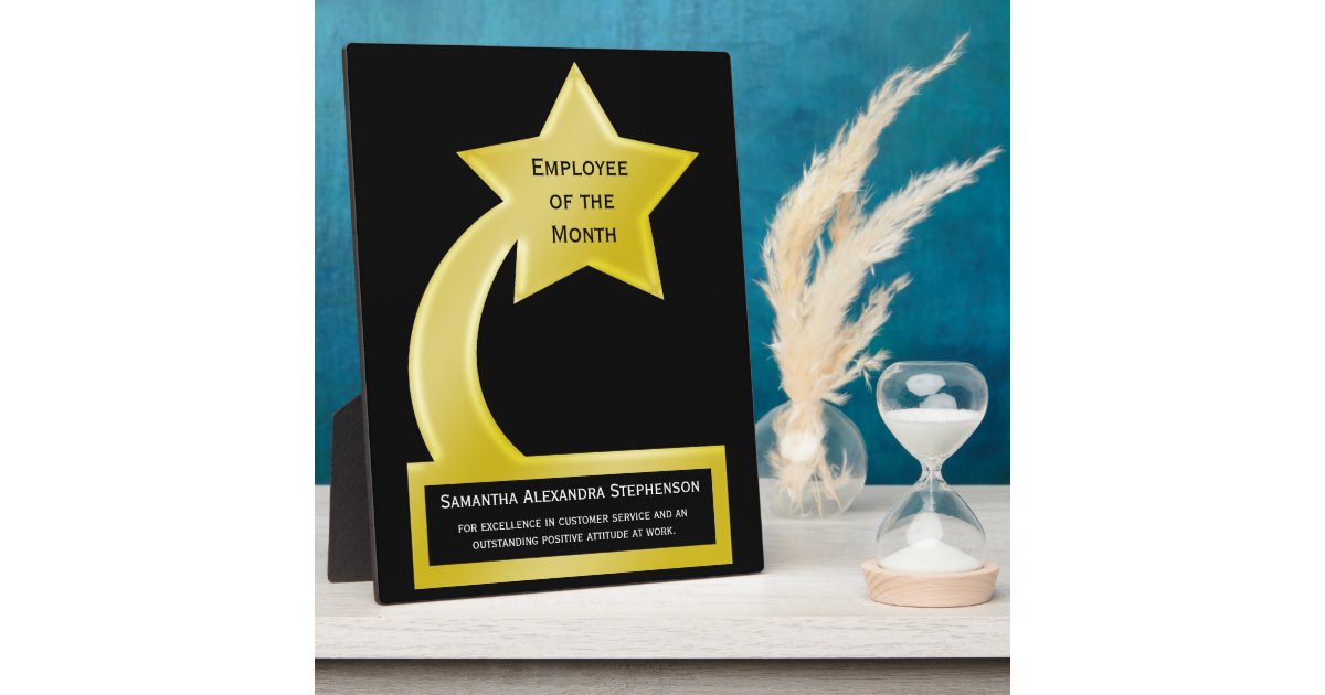 Custom Employee of the Month Award, Gold Star Plaque ...