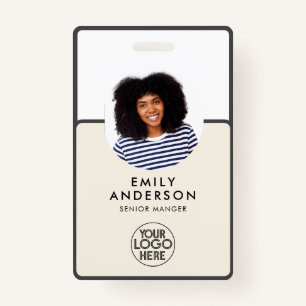 Custom Employee Pass Photo ID Logo Qr barcode Badge