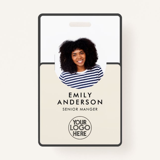 Custom Employee Pass Photo ID Logo Qr barcode Badge (Front)