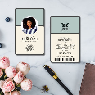 Custom Employee Pass Photo ID Logo Qr barcode Badge