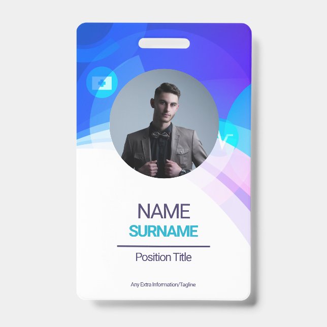 Custom Employee -Photo, Address, Email , Name Badge (Front)