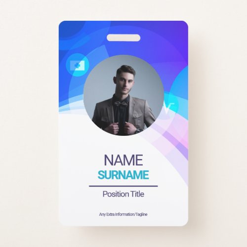 Custom Employee _Photo Address Email  Name Badge