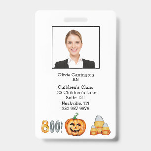 Custom Employee Photo Bar Code Halloween Name Tag Badge