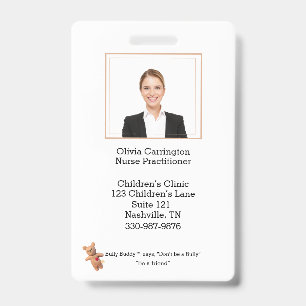 Custom Employee Photo Bar Code Logo Bully Buddy Badge