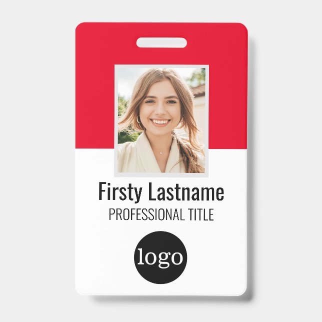 Custom Employee - Photo, Bar Code, Logo, Name Badg Badge (Front)