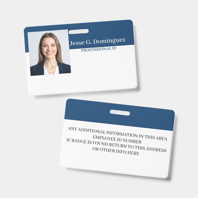 Custom Employee - Photo, Bar Code, Logo, Name Badg Badge (Front & Back)