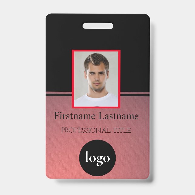 Custom Employee - Photo, Bar Code, Logo, Name Badg Badge (Front)