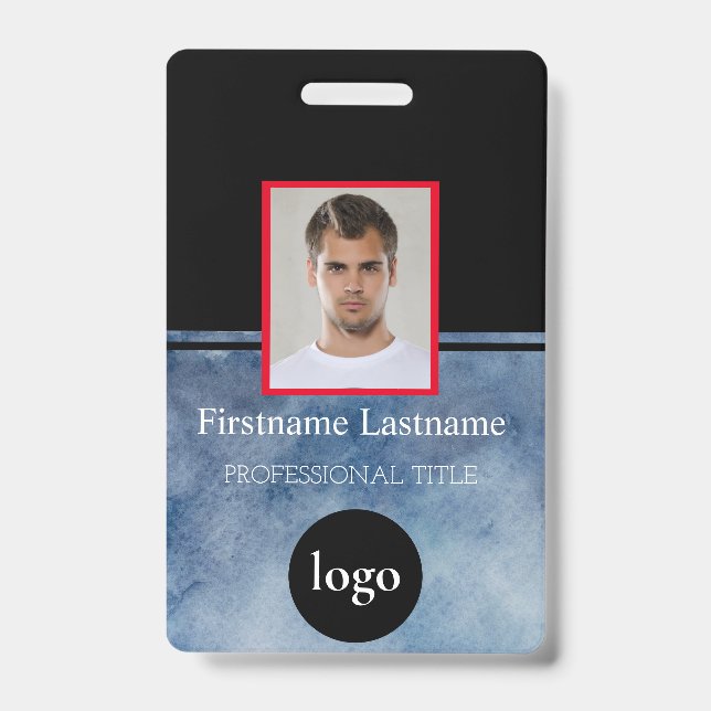 Custom Employee - Photo, Bar Code, Logo, Name Badg Badge (Front)