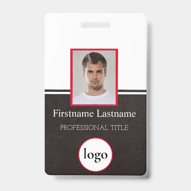 Custom Employee - Photo, Bar Code, Logo, Name Badg Badge (Front)